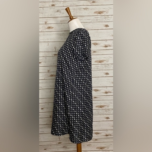 Theory black/white geometric silk T-shirt dress - Picture 4 of 8